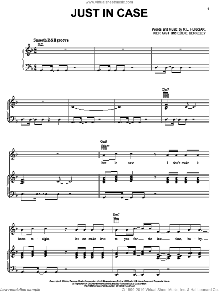 Just In Case sheet music for voice, piano or guitar by Jaheim, Eddie Berkeley, Kier Gist and Robert Huggar, intermediate skill level