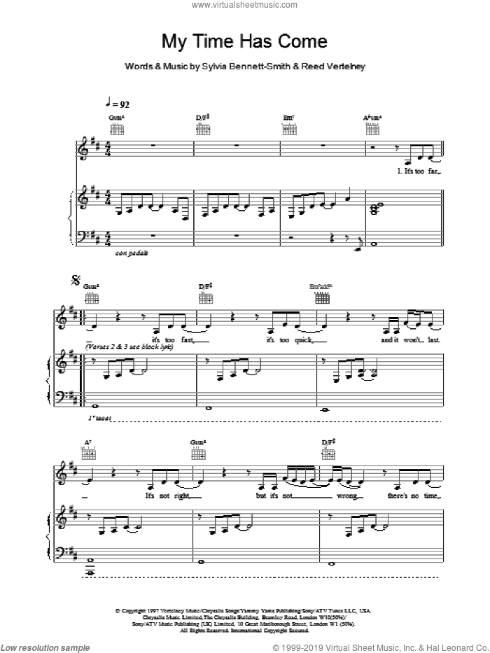 My Time Has Come sheet music for voice, piano or guitar by Destiny's Child, intermediate skill level