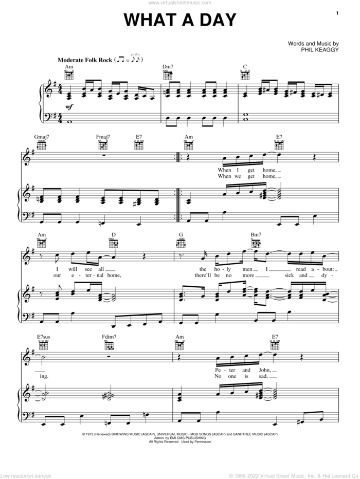 What A Day sheet music for voice, piano or guitar by Phil Keaggy, intermediate skill level