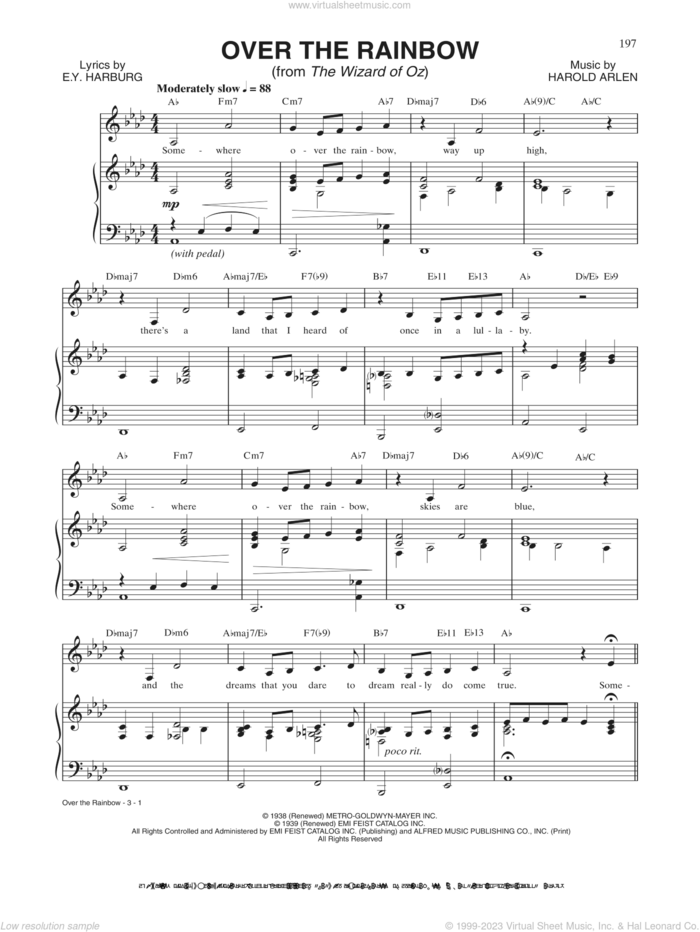 Over The Rainbow (from The Wizard Of Oz) sheet music for voice, piano or guitar by Judy Garland, E.Y. Harburg and Harold Arlen, intermediate skill level