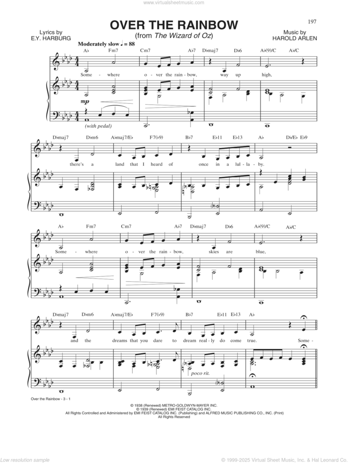 Over The Rainbow (from The Wizard Of Oz) sheet music for voice, piano or guitar by Judy Garland, E.Y. Harburg and Harold Arlen, intermediate skill level