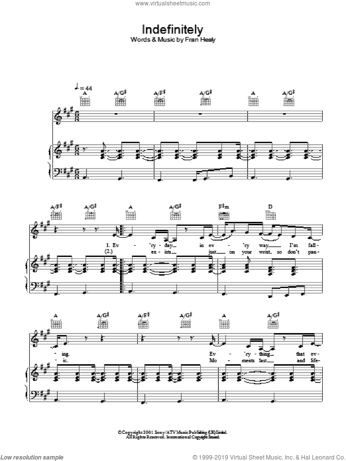 Indefinitely sheet music for voice, piano or guitar by Merle Travis, intermediate skill level