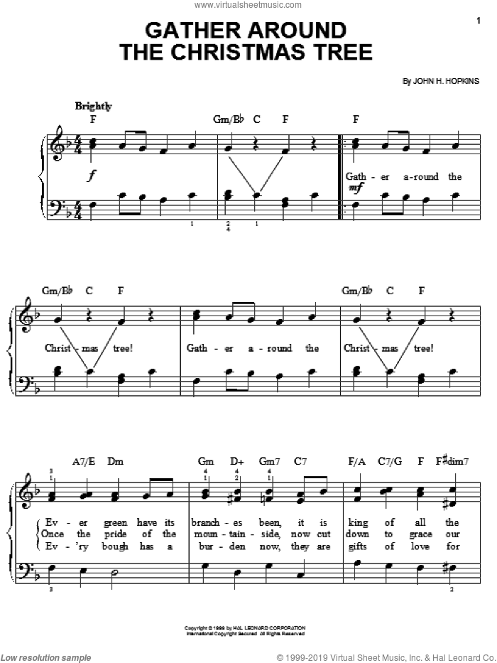 Gather Around The Christmas Tree, (easy) sheet music for piano solo by John H. Hopkins, easy skill level