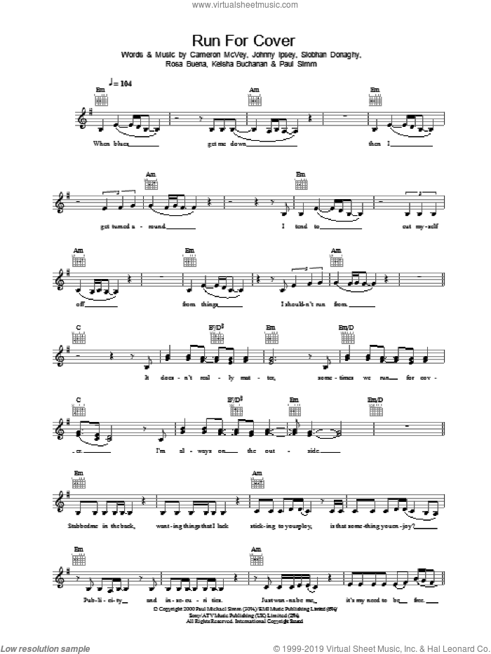 Run For Cover sheet music for voice and other instruments (fake book) by Sugababes, intermediate skill level