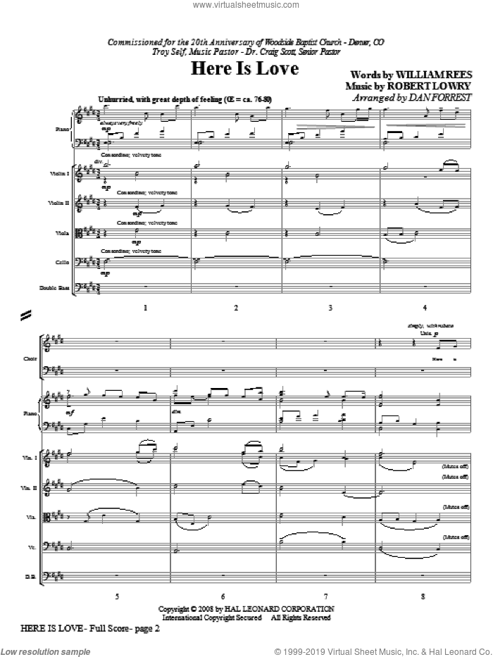 Here Is Love (COMPLETE) sheet music for orchestra/band (Special) by Robert Lowry, William Rees and Dan Forrest, intermediate skill level