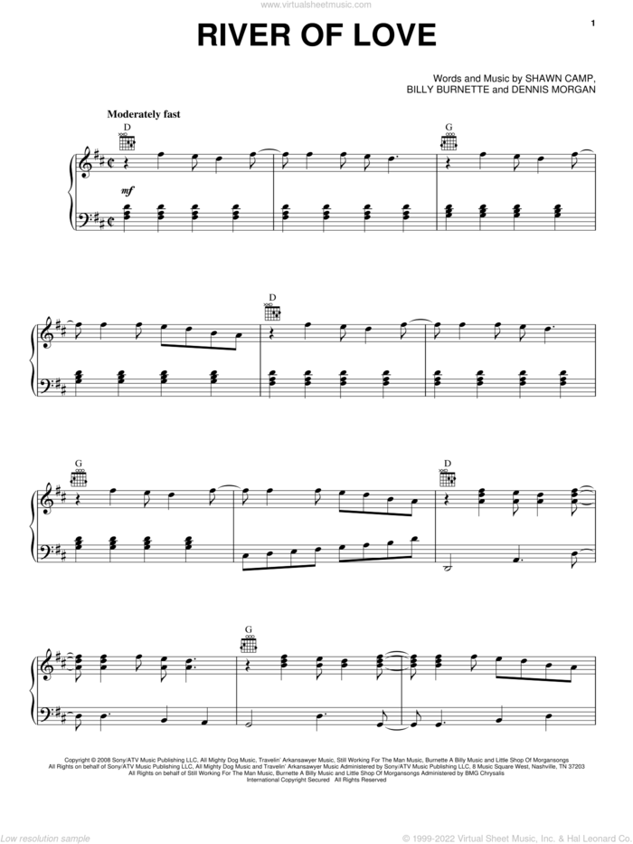 River Of Love sheet music for voice, piano or guitar by George Strait, Billy Burnette, Dennis Morgan and Shawn Camp, intermediate skill level
