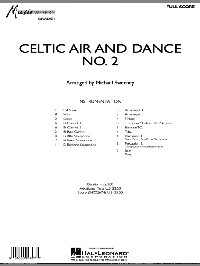 Celtic Air and Dance No. 2 (COMPLETE) sheet music for concert band by Michael Sweeney, intermediate skill level
