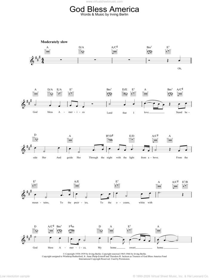 God Bless America sheet music for voice and other instruments (fake book) by Celine Dion, intermediate skill level