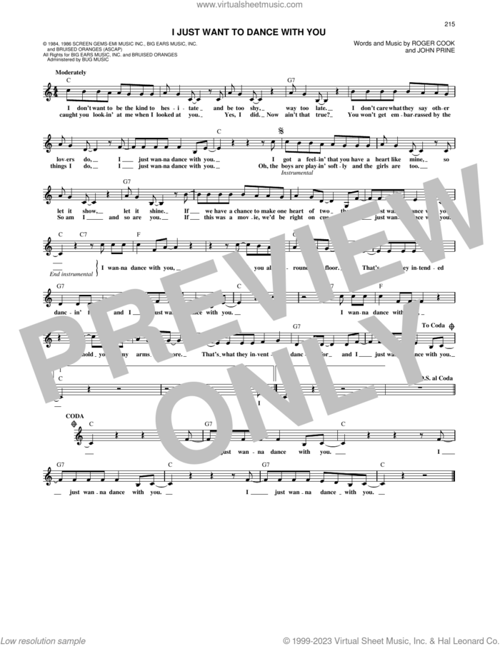 I Just Want To Dance With You sheet music for voice and other instruments (fake book) by George Strait, John Prine and Roger Cook, intermediate skill level