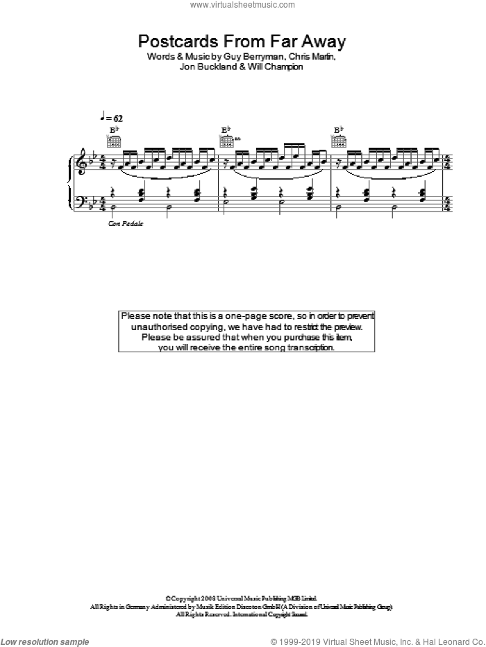 Prospekt's March / Poppyfields sheet music for voice, piano or guitar by Coldplay, Chris Martin, Guy Berryman, Jon Buckland and Will Champion, intermediate skill level