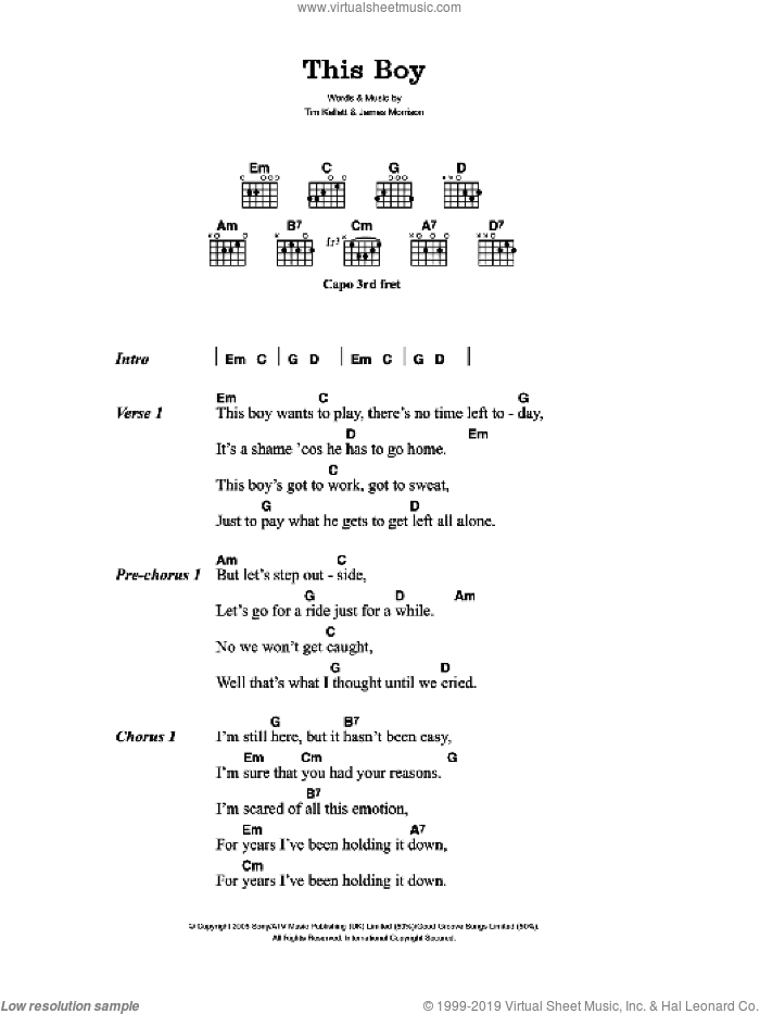 This Boy sheet music for guitar (chords) by James Morrison and Tim Kellett, intermediate skill level