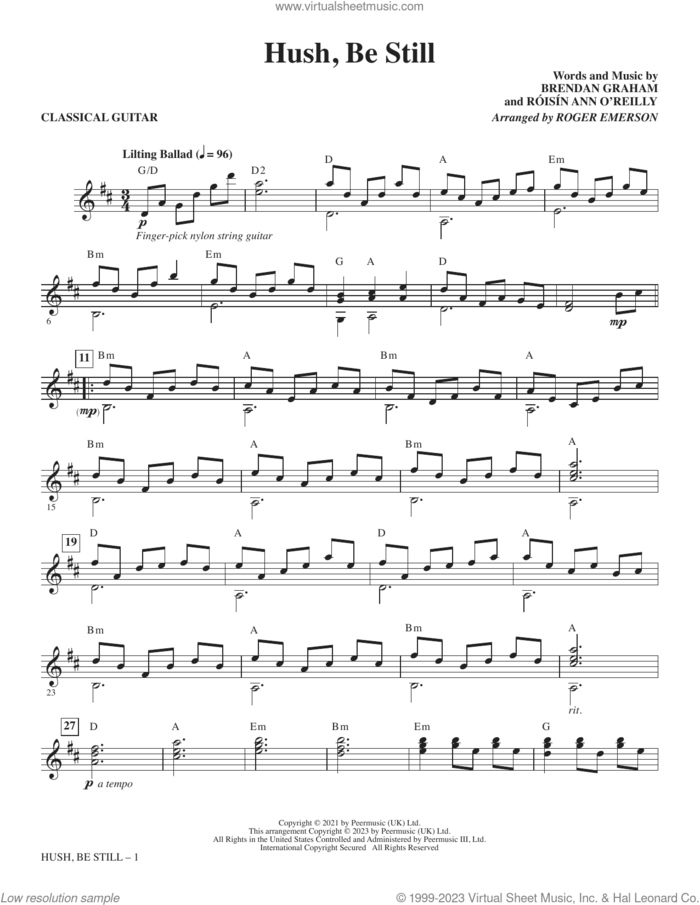 Hush, Be Still (arr. Roger Emerson) (complete set of parts) sheet music for orchestra/band by Roger Emerson and Brendan Graham, intermediate skill level