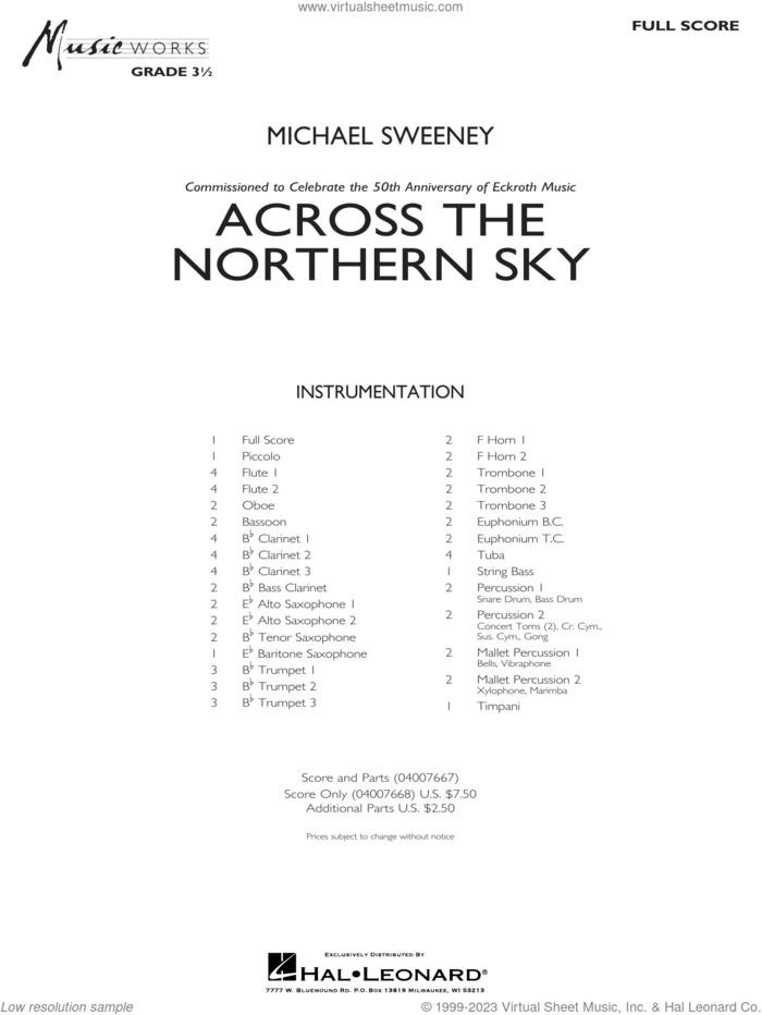 Across The Northern Sky (COMPLETE) sheet music for concert band by Michael Sweeney, intermediate skill level