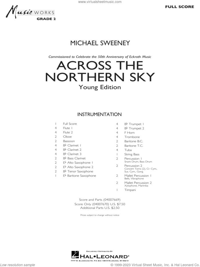 Across The Northern Sky (Young Edition) (COMPLETE) sheet music for concert band by Michael Sweeney, intermediate skill level