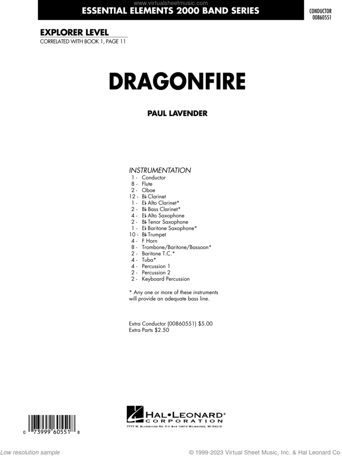 Dragonfire (COMPLETE) sheet music for concert band by Paul Lavender, intermediate skill level