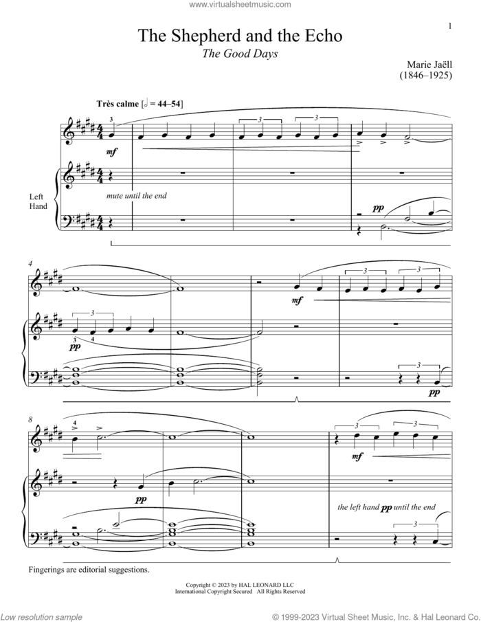 The Shepherd and the Eacho sheet music for piano solo by Marie Jaell and Immanuela Gruenberg, classical score, intermediate skill level