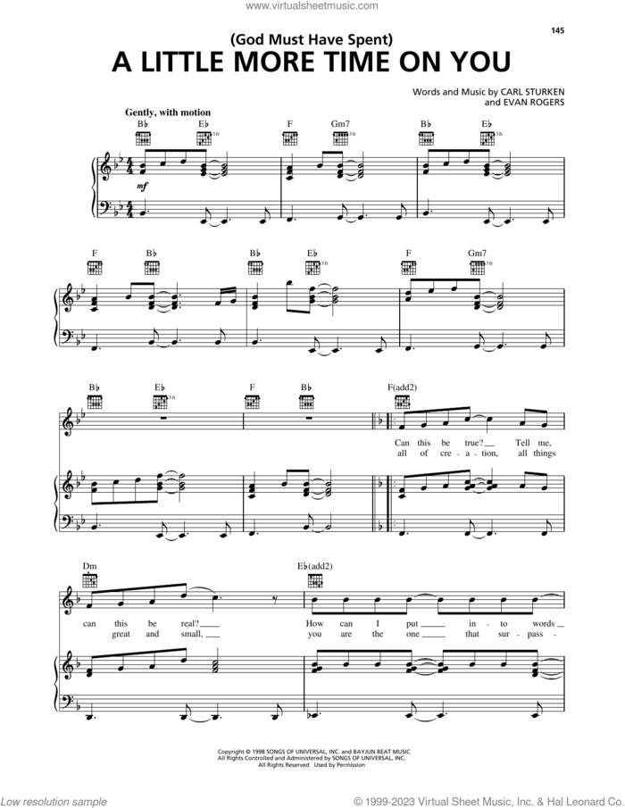 (God Must Have Spent) A Little More Time On You sheet music for voice, piano or guitar by 'N Sync, Carl Sturken and Evan Rogers, intermediate skill level