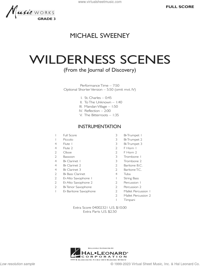 Wilderness Scenes (from The Journal Of Discovery) (COMPLETE) sheet music for concert band by Michael Sweeney, intermediate skill level