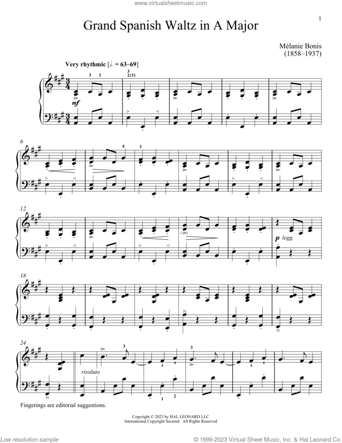 The Bohemians sheet music for piano solo by Melanis Bonis and Immanuela Gruenberg, classical score, intermediate skill level