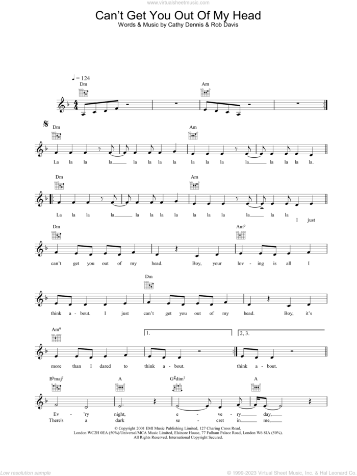 Can't Get You Out Of My Head sheet music for voice and other instruments (fake book) by Kylie Minogue, intermediate skill level