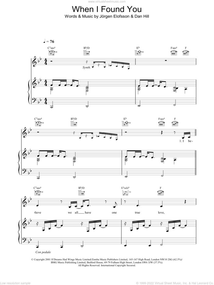 When I Found You sheet music for voice, piano or guitar by Britney Spears, intermediate skill level