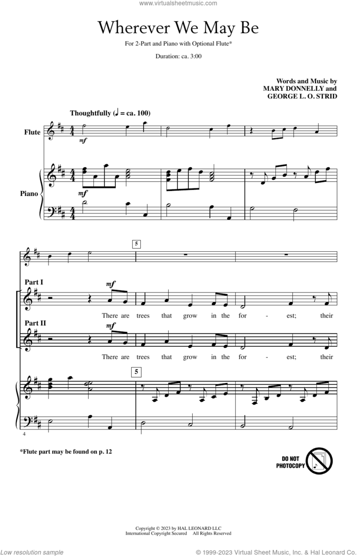 Wherever We May Be sheet music for choir (2-Part) by George L.O. Strid and Mary Donnelly and George L.O. Strid and Mary Donnelly, intermediate duet