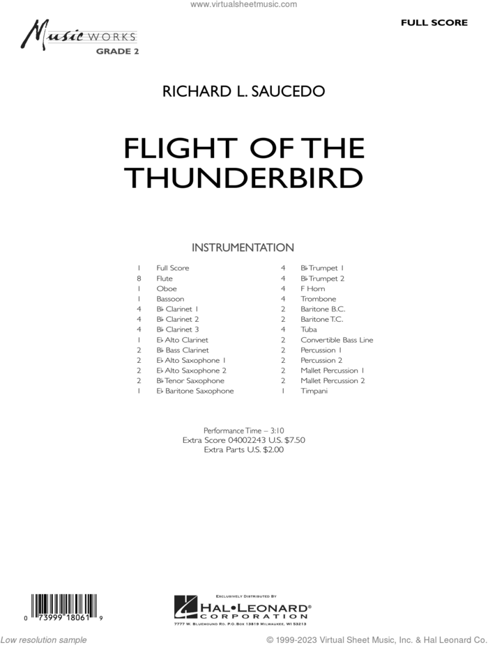 Flight Of The Thunderbird (COMPLETE) sheet music for concert band by Richard L. Saucedo, intermediate skill level