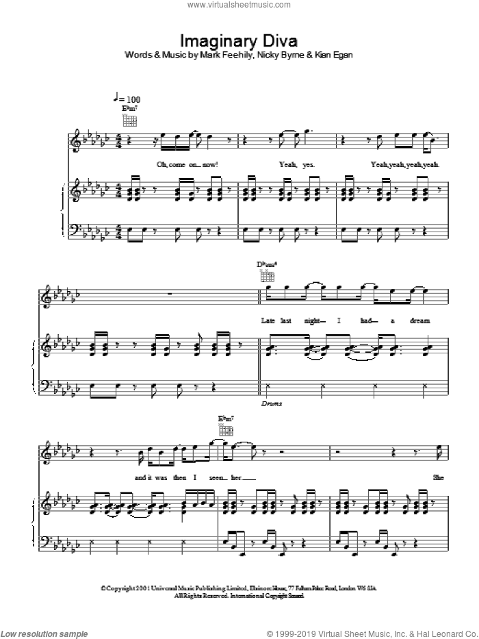 Imaginary Diva sheet music for voice, piano or guitar by Westlife, intermediate skill level