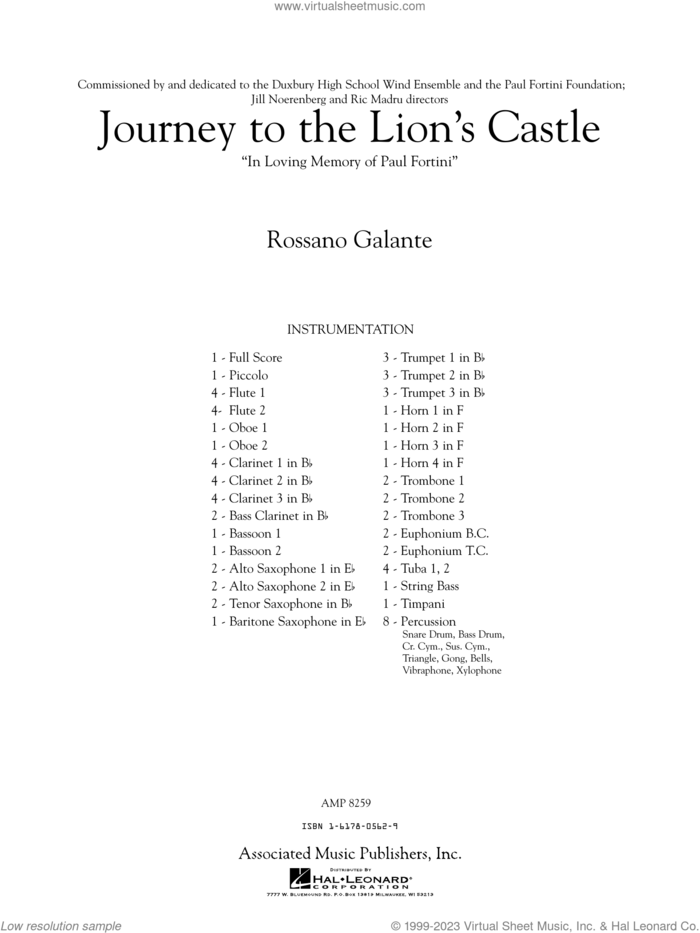 Journey to the Lion's Castle (COMPLETE) sheet music for concert band by Rossano Galante, classical score, intermediate skill level