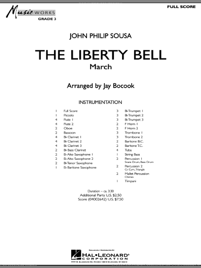 The Liberty Bell (COMPLETE) sheet music for concert band by John Philip Sousa and Jay Bocook, intermediate skill level