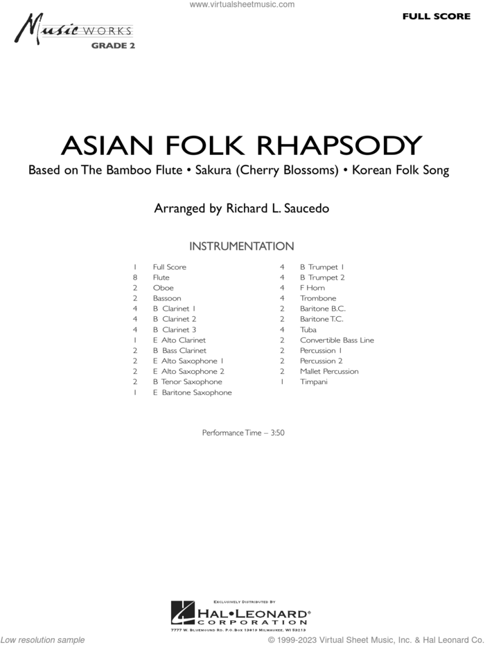 Asian Folk Rhapsody (COMPLETE) sheet music for concert band by Richard L. Saucedo, intermediate skill level