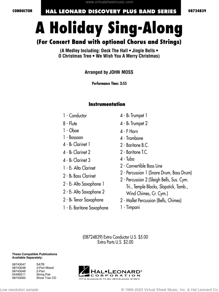 A Holiday Sing-Along (COMPLETE) sheet music for concert band by Audrey Snyder and John Moss, intermediate skill level
