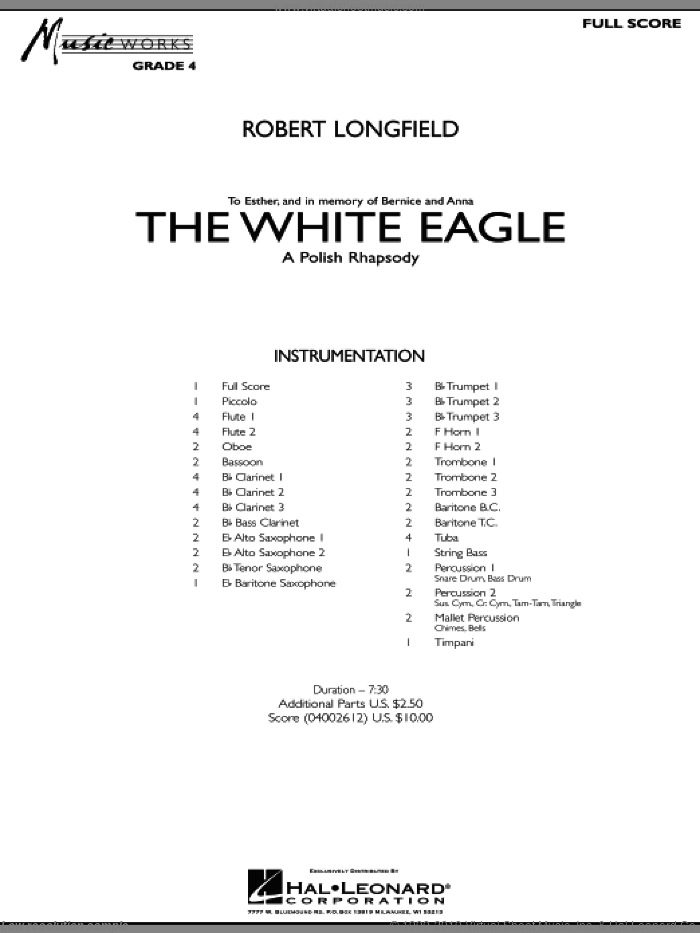 The White Eagle (A Polish Rhapsody) (COMPLETE) sheet music for concert band by Robert Longfield, intermediate skill level