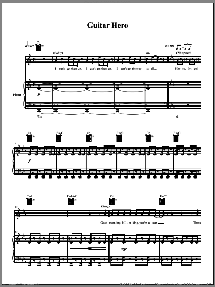 My Hero sheet music for voice, piano or guitar (PDF-interactive)