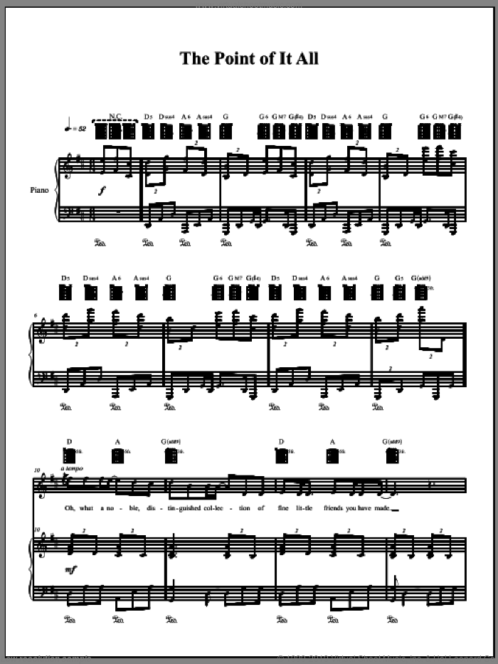 The Point Of It All sheet music for voice, piano or guitar by Amanda Palmer, intermediate skill level