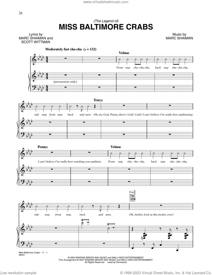 Miss Baltimore Crabs (from Hairspray) sheet music for voice, piano or guitar by Marc Shaiman & Scott Wittman, Marc Shaiman and Scott Wittman, intermediate skill level