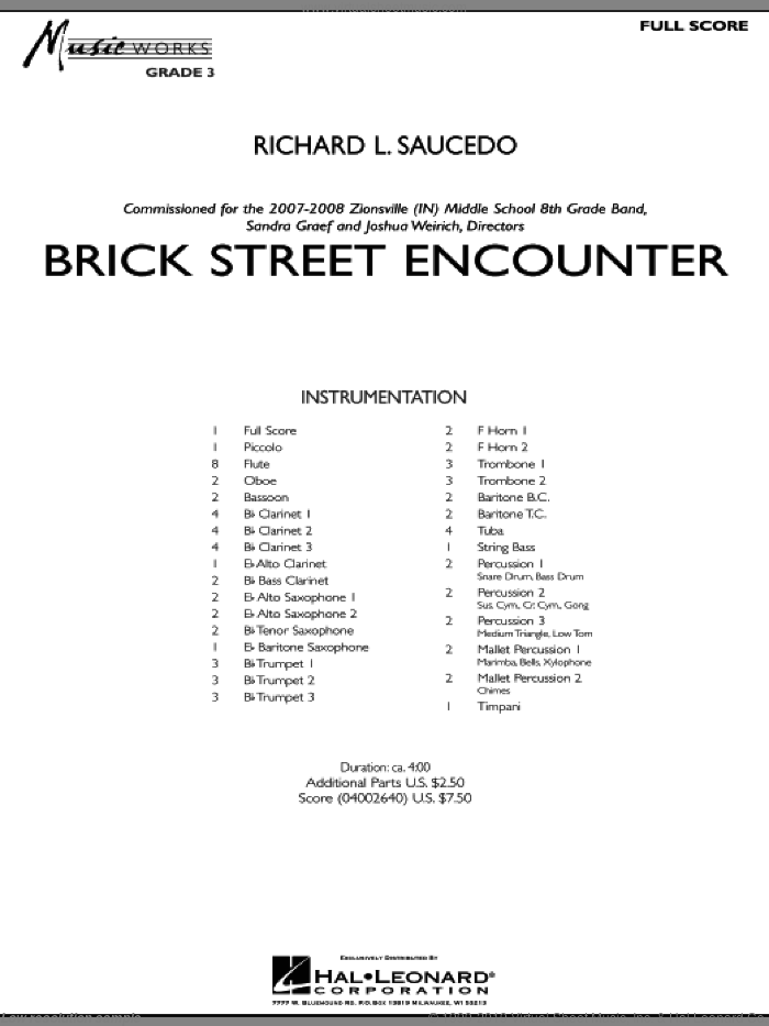 Brick Street Encounter (COMPLETE) sheet music for concert band by Richard L. Saucedo, intermediate skill level