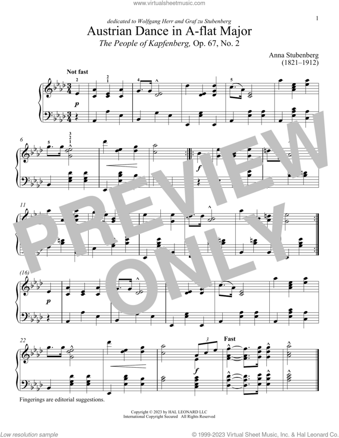 Nicht schnell sheet music for piano solo by Anna Stubenberg and Immanuela Gruenberg, classical score, intermediate skill level