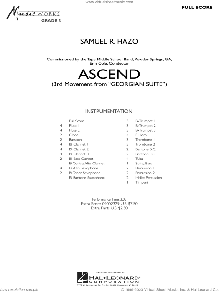 Ascend (3rd Movement from 'Georgian Suite') (COMPLETE) sheet music for concert band by Samuel R. Hazo, intermediate skill level