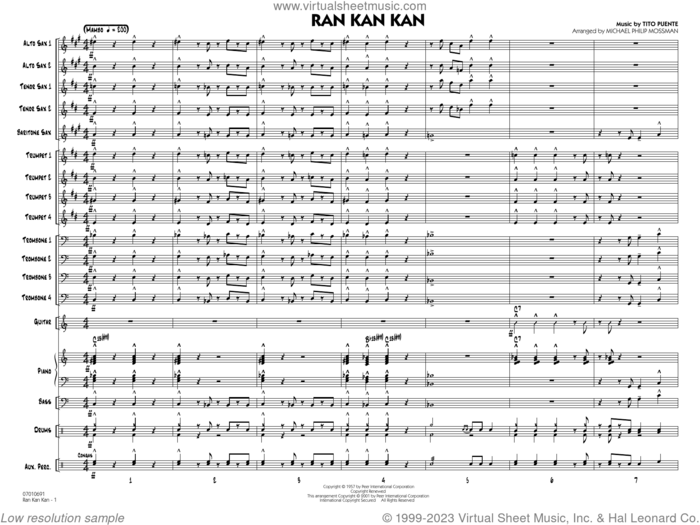 Ran Kan Kan (arr. Michael Philip Mossman) (COMPLETE) sheet music for jazz band by Michael Philip Mossman and Tito Puente, intermediate skill level