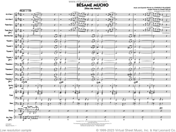 Besame Mucho (Kiss Me Much) (arr. Rick Stitzel) (COMPLETE) sheet music for jazz band by Rick Stitzel, Consuelo Velazquez and Sunny Skylar, intermediate skill level