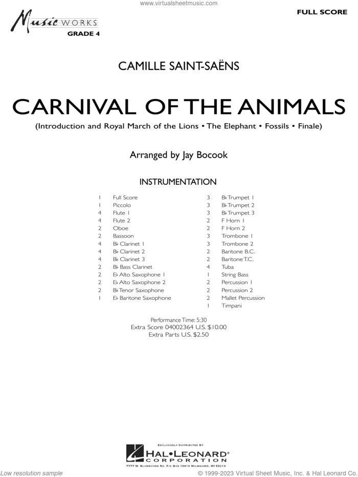 Carnival of the Animals (arr. Jay Bocook) (COMPLETE) sheet music for concert band by Jay Bocook and Camille Saint-Saens, classical score, intermediate skill level