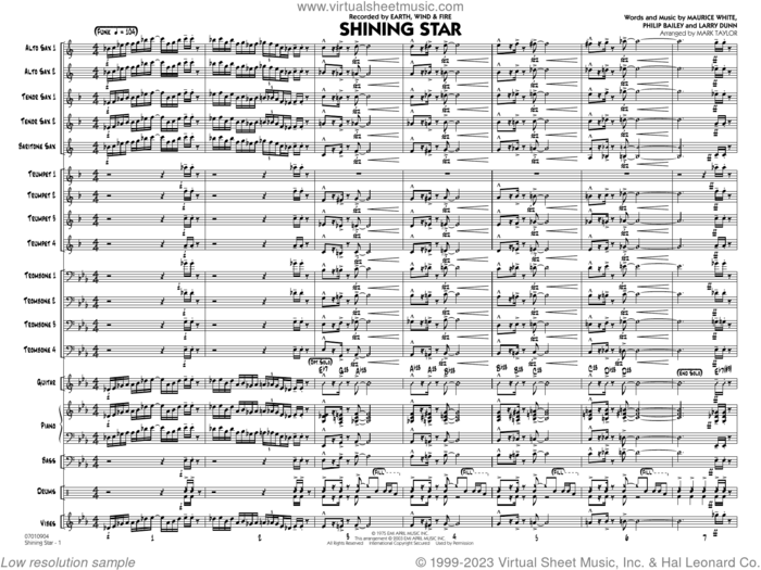 Shining Star (arr. Mark Taylor) (COMPLETE) sheet music for jazz band by Mark Taylor, Earth, Wind & Fire, Larry Dunn, Maurice White and Philip Bailey, intermediate skill level