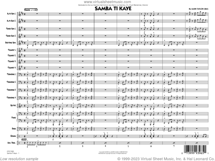 Samba Ti Kaye (COMPLETE) sheet music for jazz band by Mark Taylor, intermediate skill level