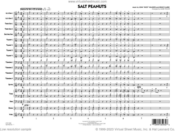 Salt Peanuts (arr. Mark Taylor) (COMPLETE) sheet music for jazz band by Mark Taylor, Dizzy Gillespie and Kenny Clarke, intermediate skill level