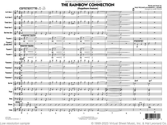 The Rainbow Connection (from The Muppet Movie) (arr. Mark Taylor) (COMPLETE) sheet music for jazz band by Mark Taylor, Kenneth L. Ascher and Paul Williams, intermediate skill level