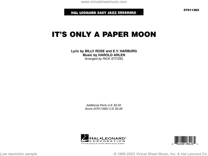 It's Only a Paper Moon (arr. Rick Stitzel) (COMPLETE) sheet music for jazz band by Harold Arlen, Billy Rose, Billy Rose, E.Y. 'Yip' Harburg and Harold Arlen, E.Y. Harburg and Rick Stitzel, intermediate skill level