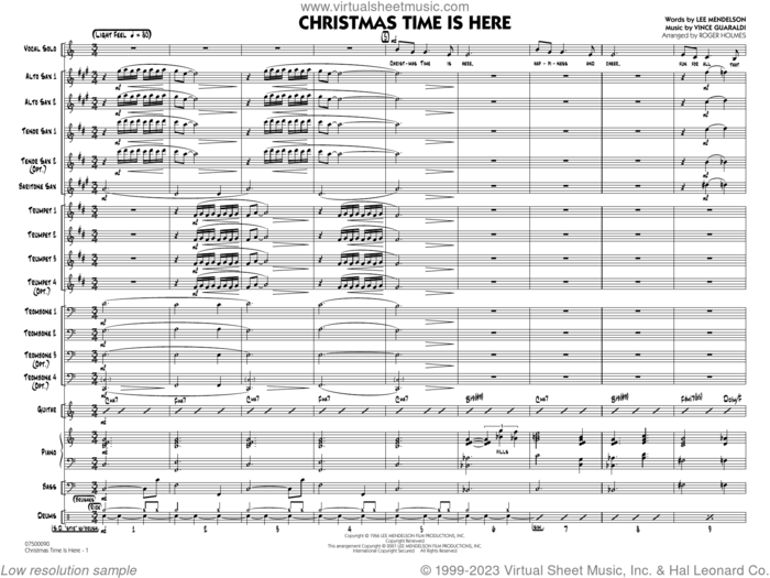 Christmas Time Is Here (arr. Roger Holmes) (COMPLETE) sheet music for jazz band by Vince Guaraldi, Lee Mendelson and Roger Holmes, intermediate skill level