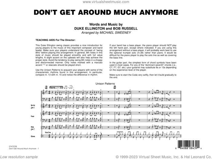 Don't Get Around Much Anymore (arr. Michael Sweeney) (COMPLETE) sheet music for jazz band by Duke Ellington, Bob Russell and Michael Sweeney, intermediate skill level