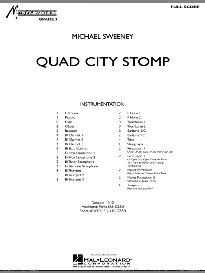 Quad City Stomp (COMPLETE) sheet music for concert band by Michael Sweeney, intermediate skill level